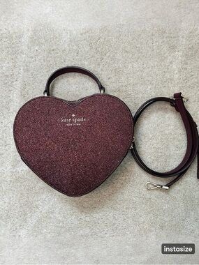 Kate Spade Glittery Maroon Loveshack Heart Crossbody Bag MSRP $359